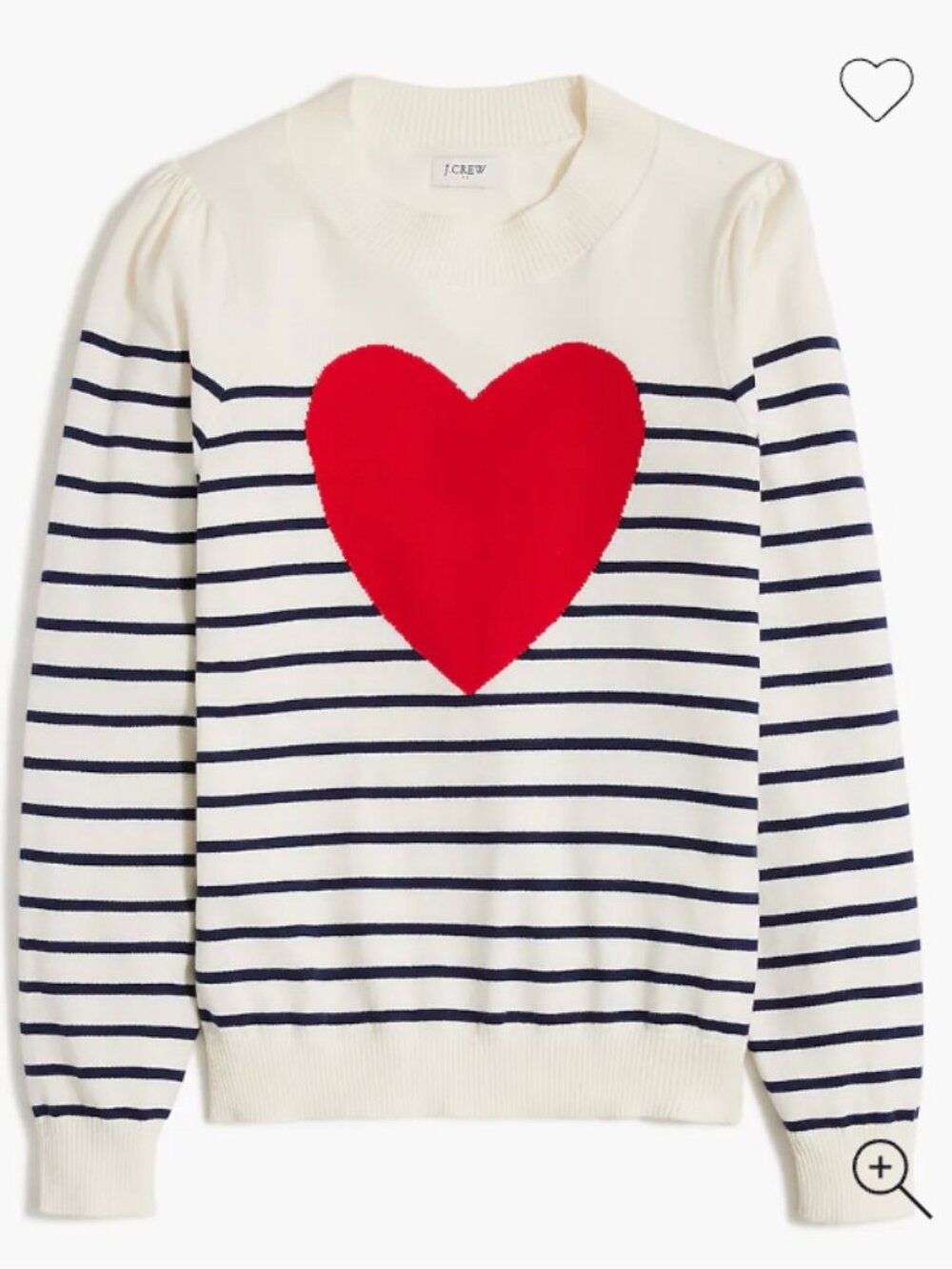J. Crew Factory Puff-sleeve heart sweater • size medium • BL760 - Picture 1 of 11
